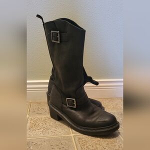 DR MARTENS Classic Black Buckle Leather Boots